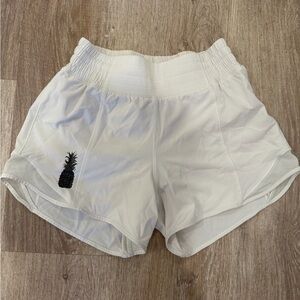 Lululemon Athletica White Athletic Shorts with Pineapple Detail